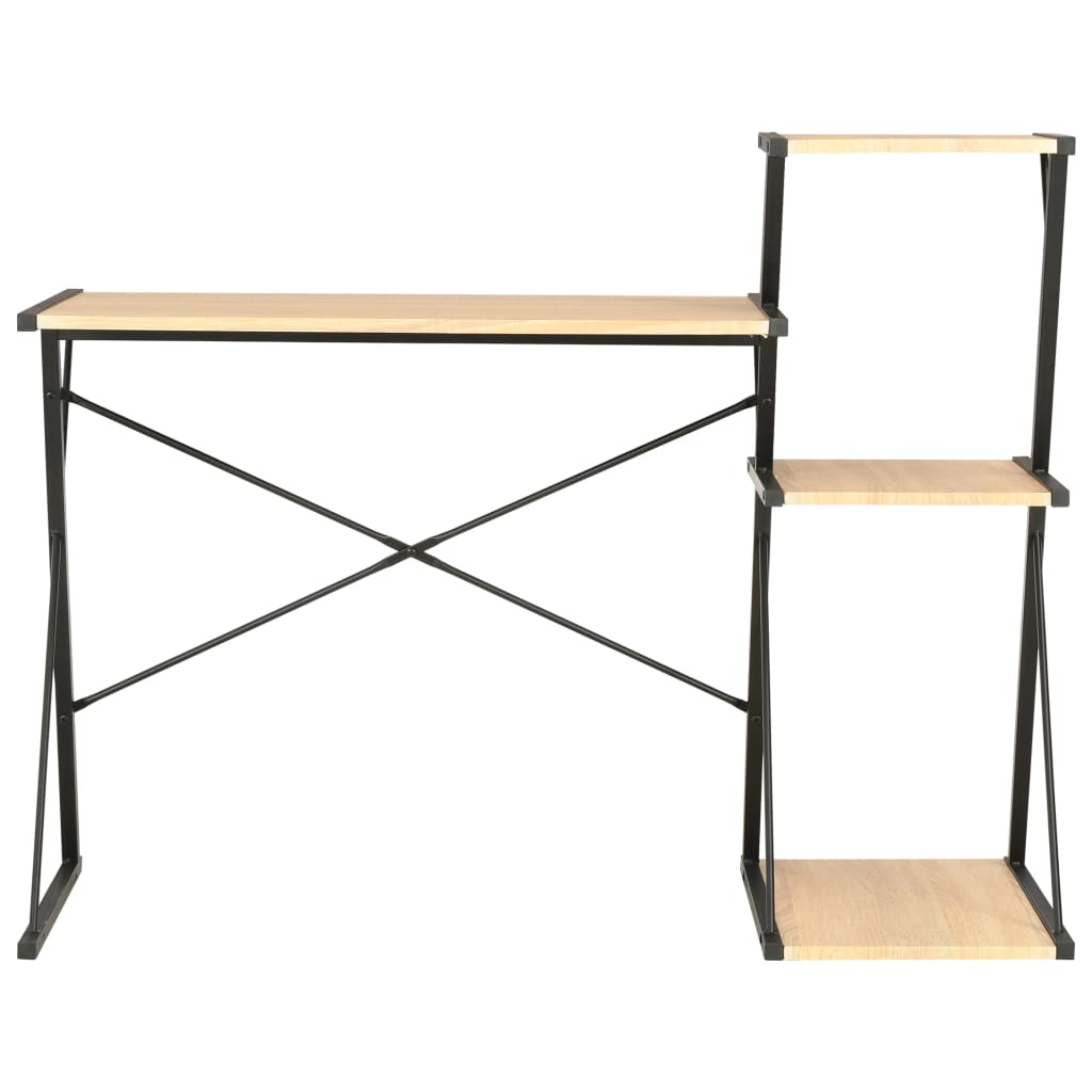 vidaXL Desk with Shelf Black and Oak 116x50x93 cm