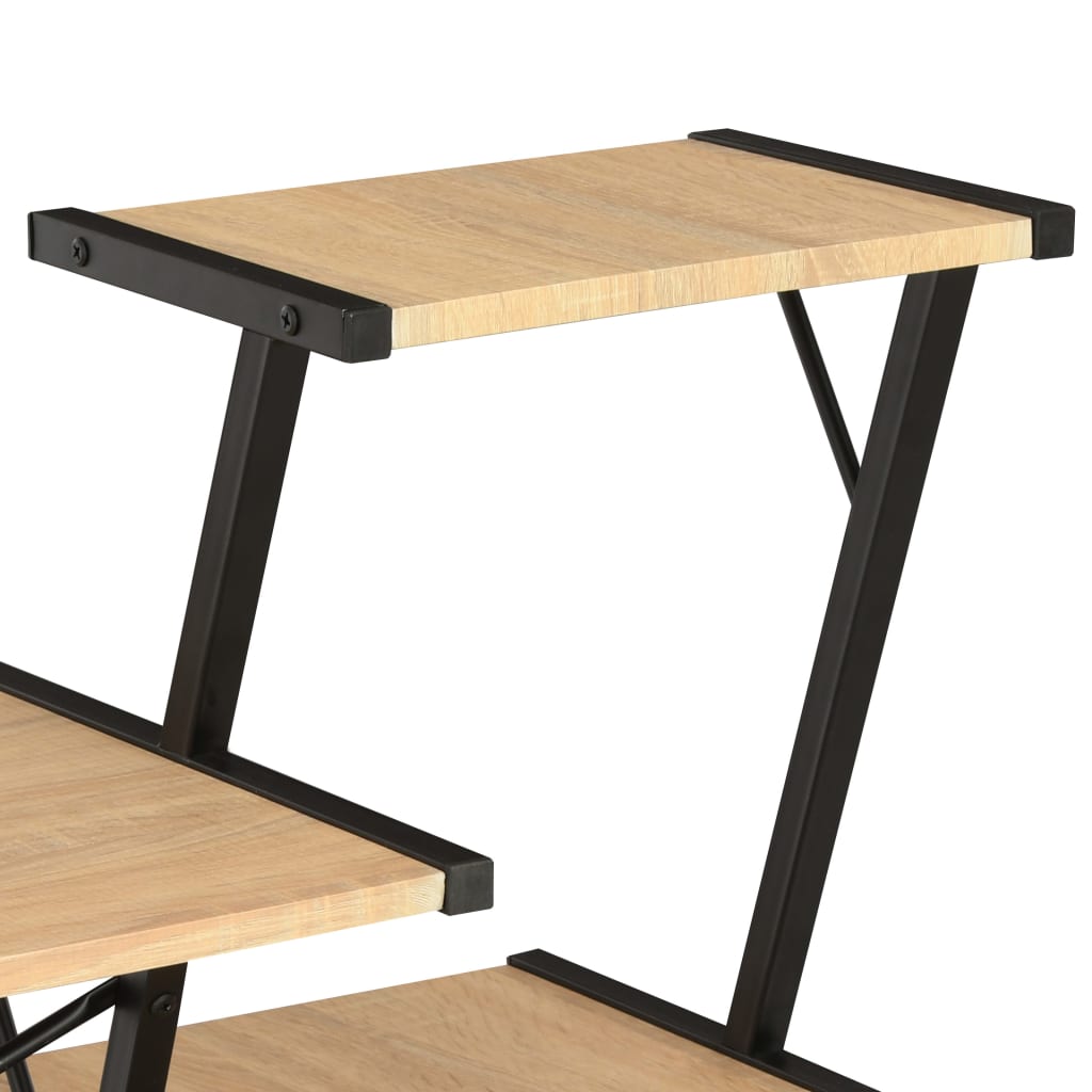 vidaXL Desk with Shelf Black and Oak 116x50x93 cm