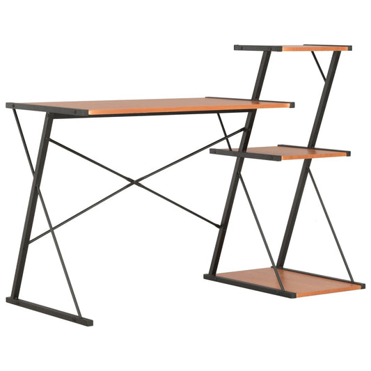 vidaXL Desk with Shelf Black and Brown 116x50x93 cm