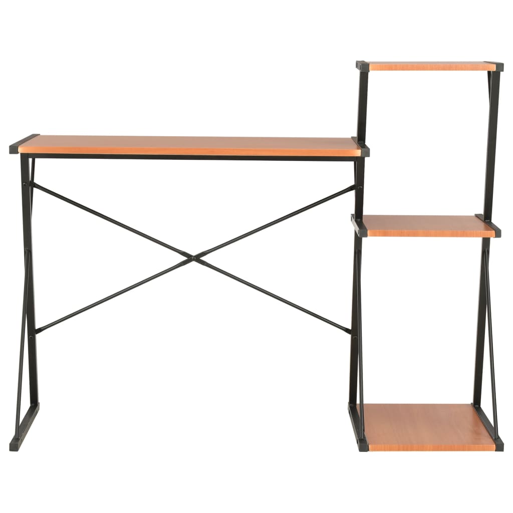 vidaXL Desk with Shelf Black and Brown 116x50x93 cm