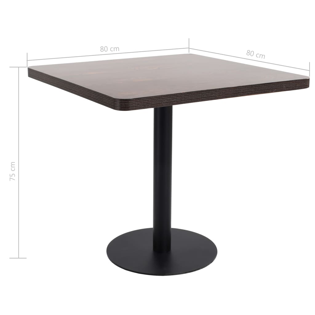 vidaXL Bistro Table Dark Brown 80X80 cm MDF