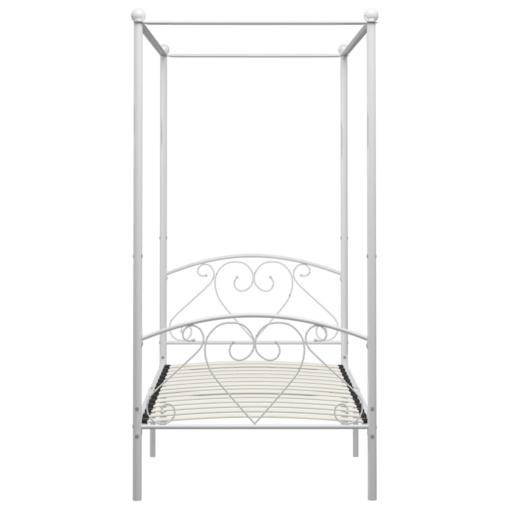 284427 vidaXL Canopy Bed Frame without Mattress White Metal 100x200 cm