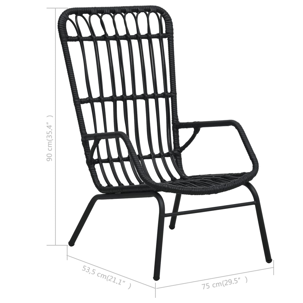 Chaise de jardin Poly Rotin Noir