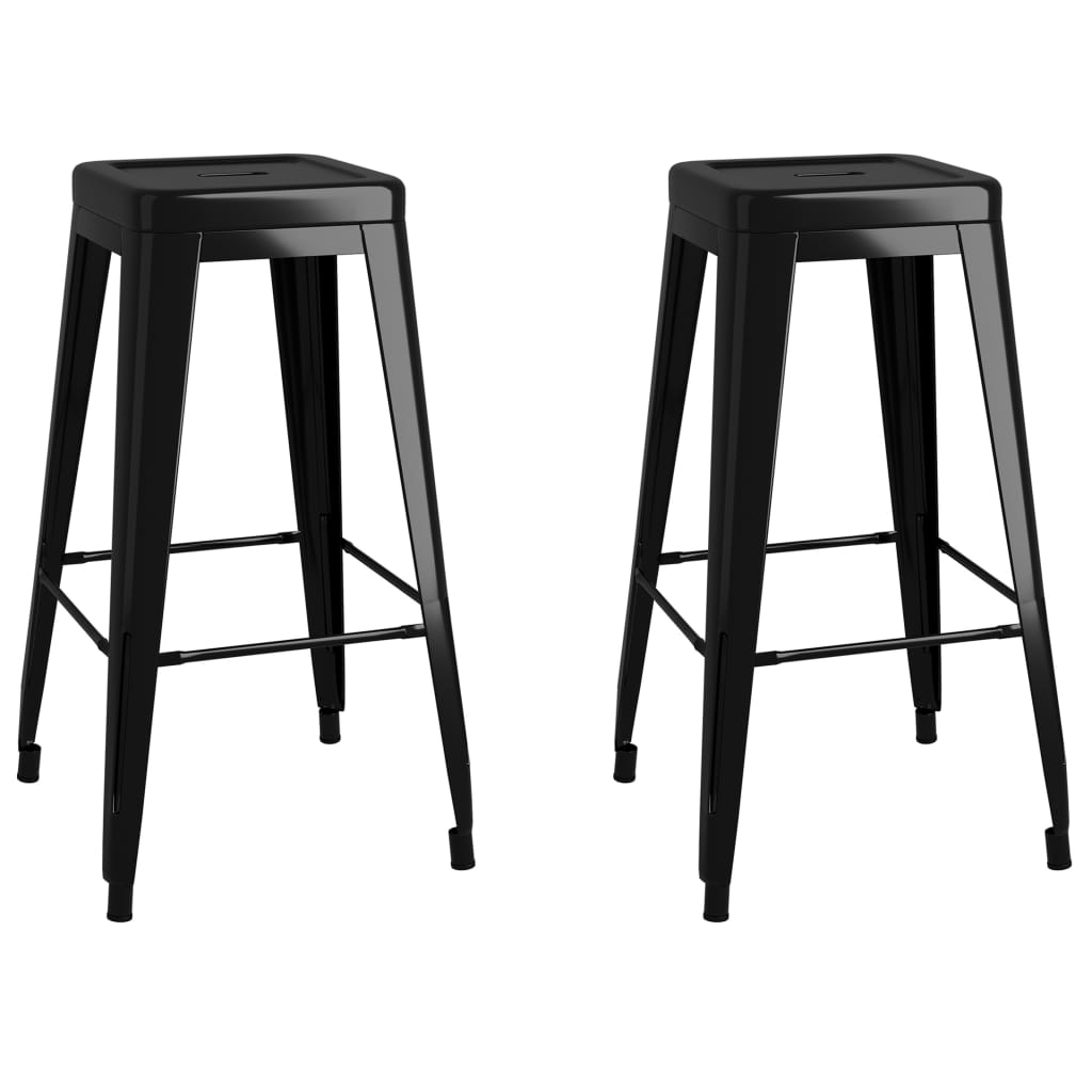 vidaXL Bar Stools Stackable 2 pcs Black Metal