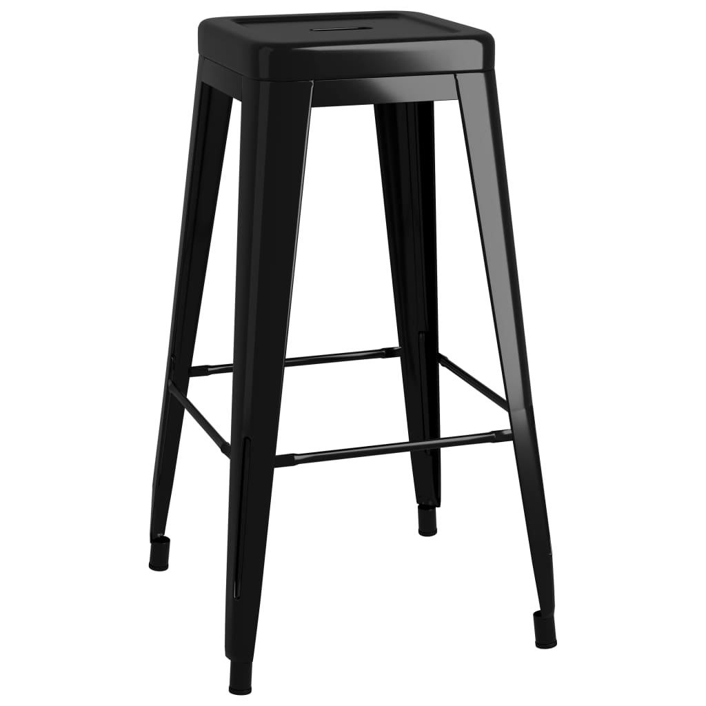 vidaXL Bar Stools Stackable 2 pcs Black Metal