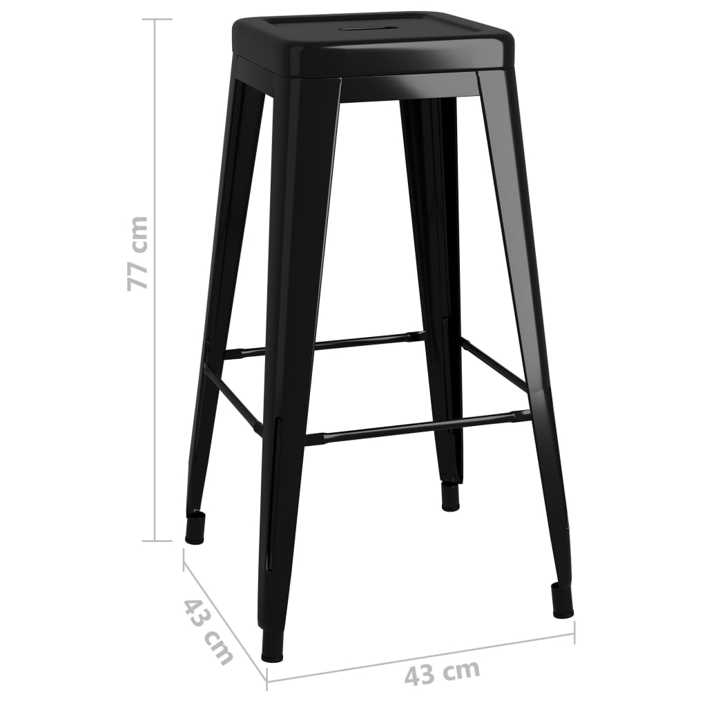 vidaXL Bar Stools Stackable 2 pcs Black Metal