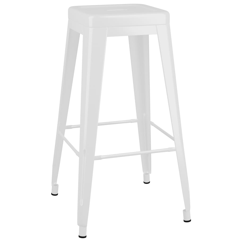 vidaXL Bar Stools Stackable 2 pcs White Metal