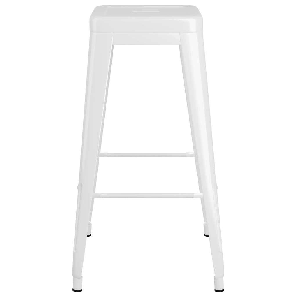 vidaXL Bar Stools Stackable 2 pcs White Metal