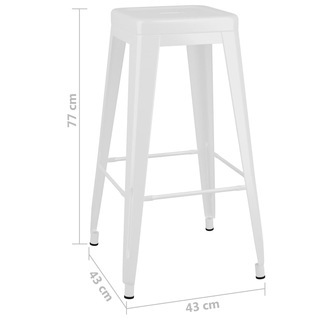 vidaXL Bar Stools Stackable 2 pcs White Metal