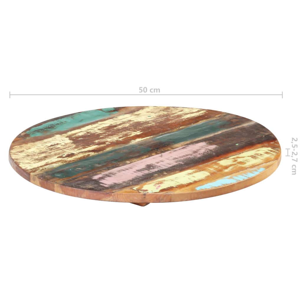 Plateau de Table Rond 50 cm 25-27 mm Bois Récupéré Massif