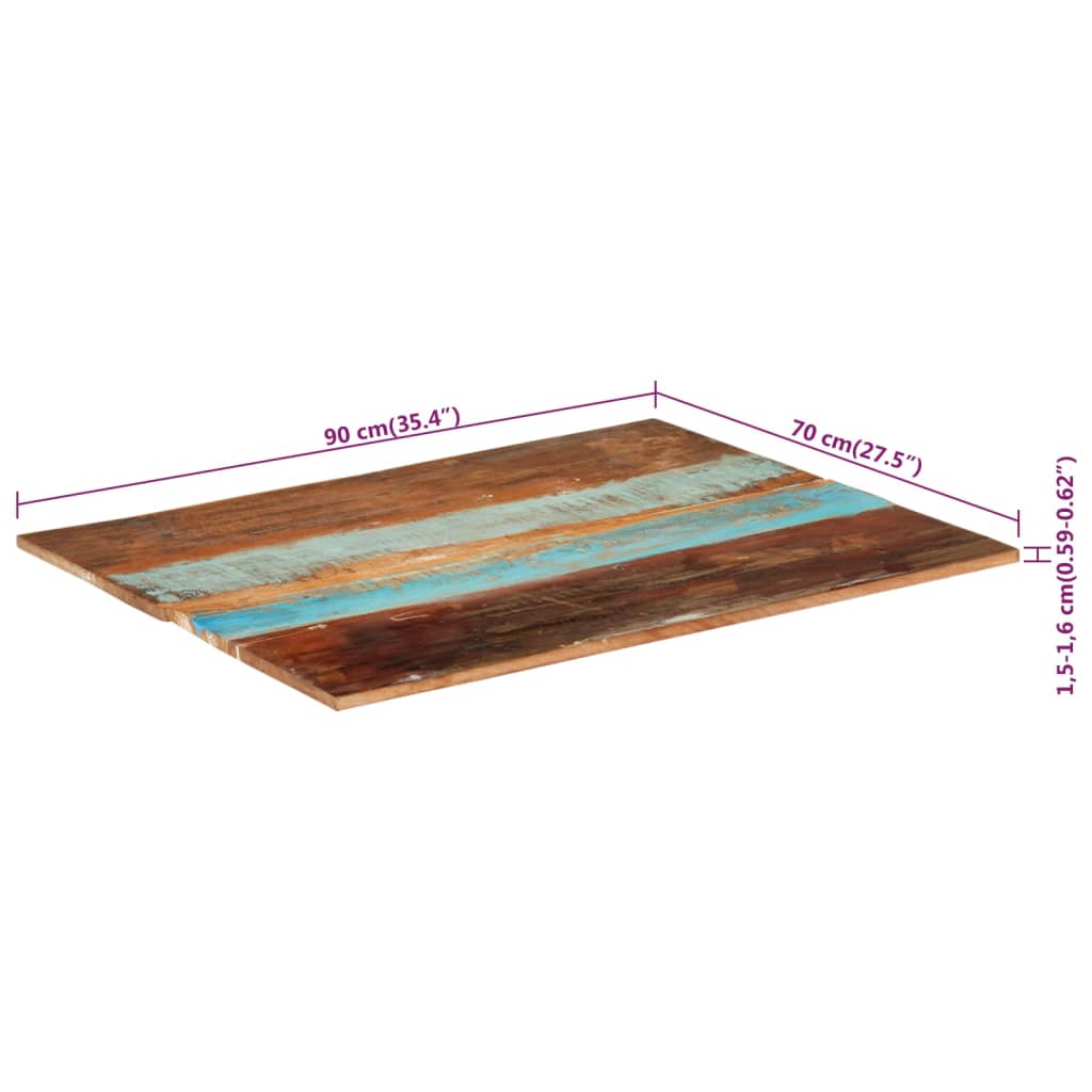 vidaXL Rectangular Table Top 70x90 cm 15-16 mm Solid Reclaimed Wood