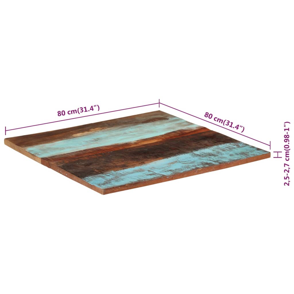 vidaXL Square Table Top 80x80 cm 25-27 mm Solid Reclaimed Wood