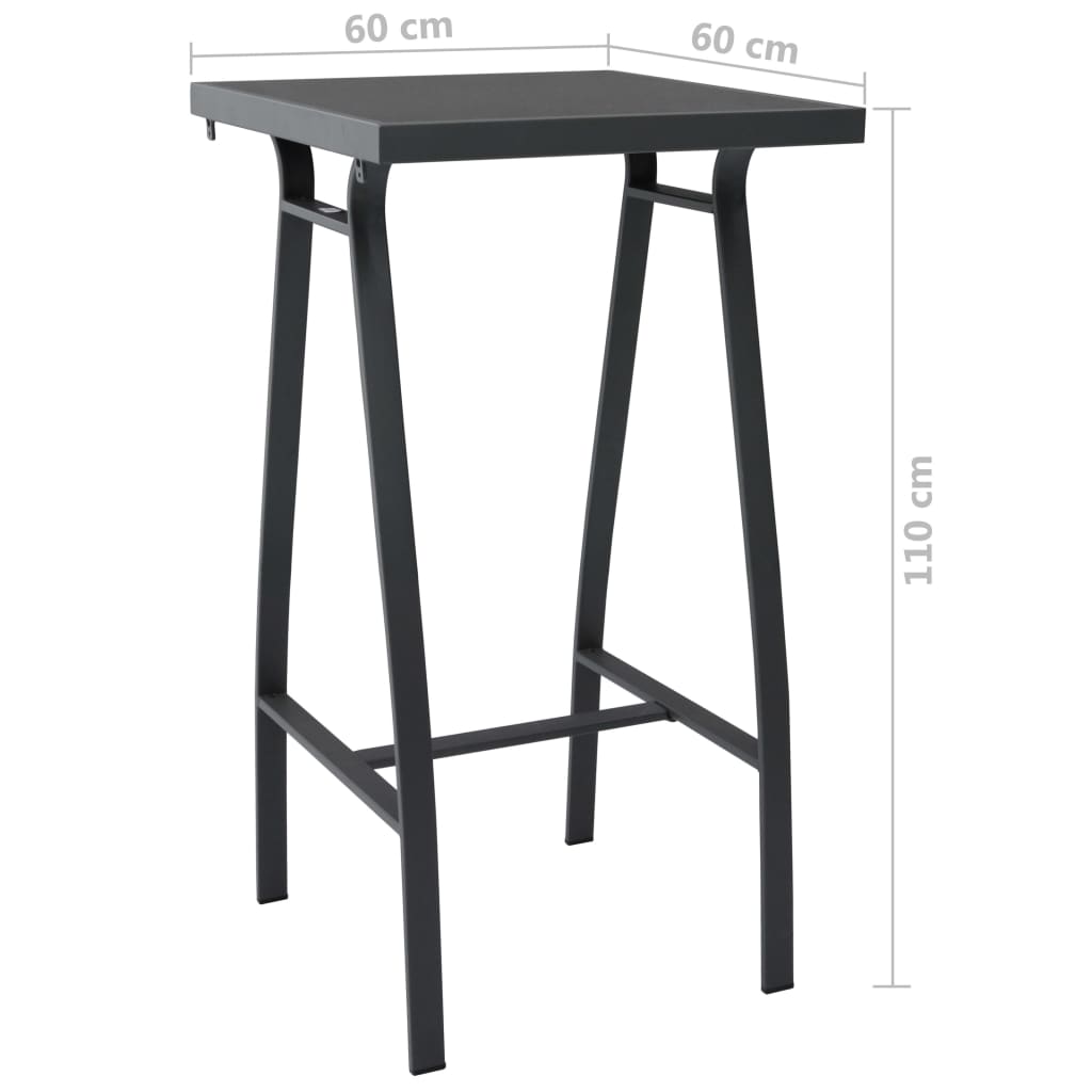 Table de Bar de Jardin Noir 60x60x110 cm Verre Trempé