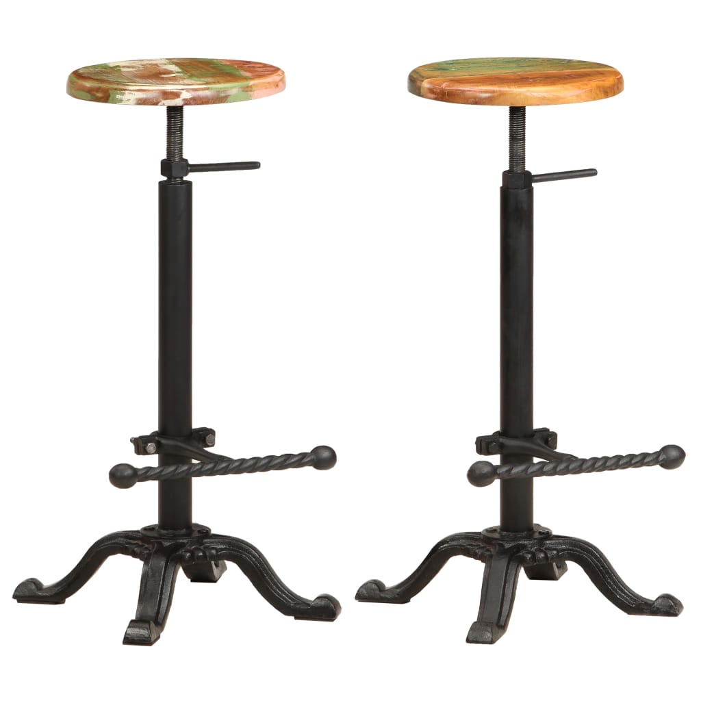 vidaXL Bar Stools 2 pcs Cast Iron and Solid Reclaimed Wood