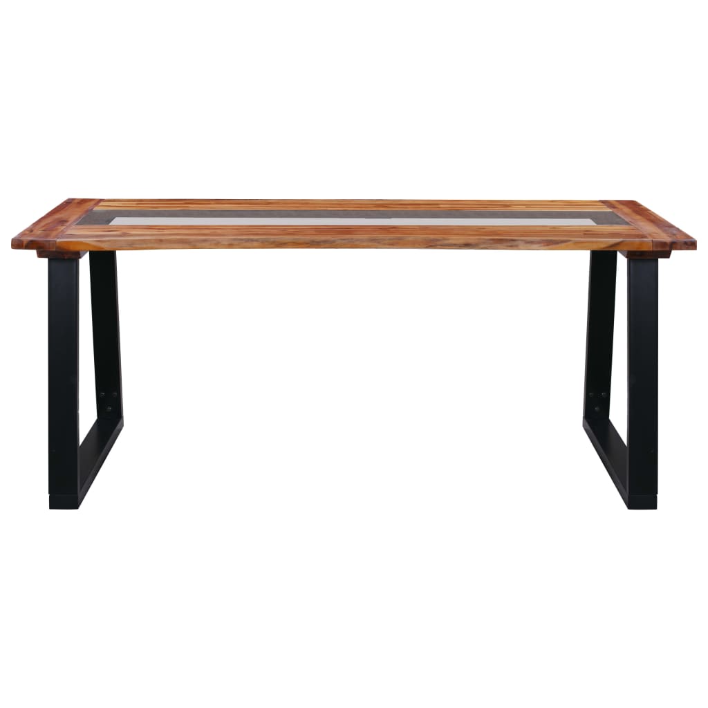 vidaXL Dining Table 180x90x75 cm Solid Acacia Wood and Glass