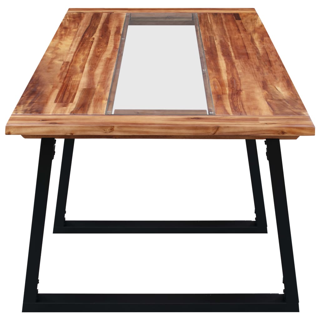 vidaXL Dining Table 180x90x75 cm Solid Acacia Wood and Glass