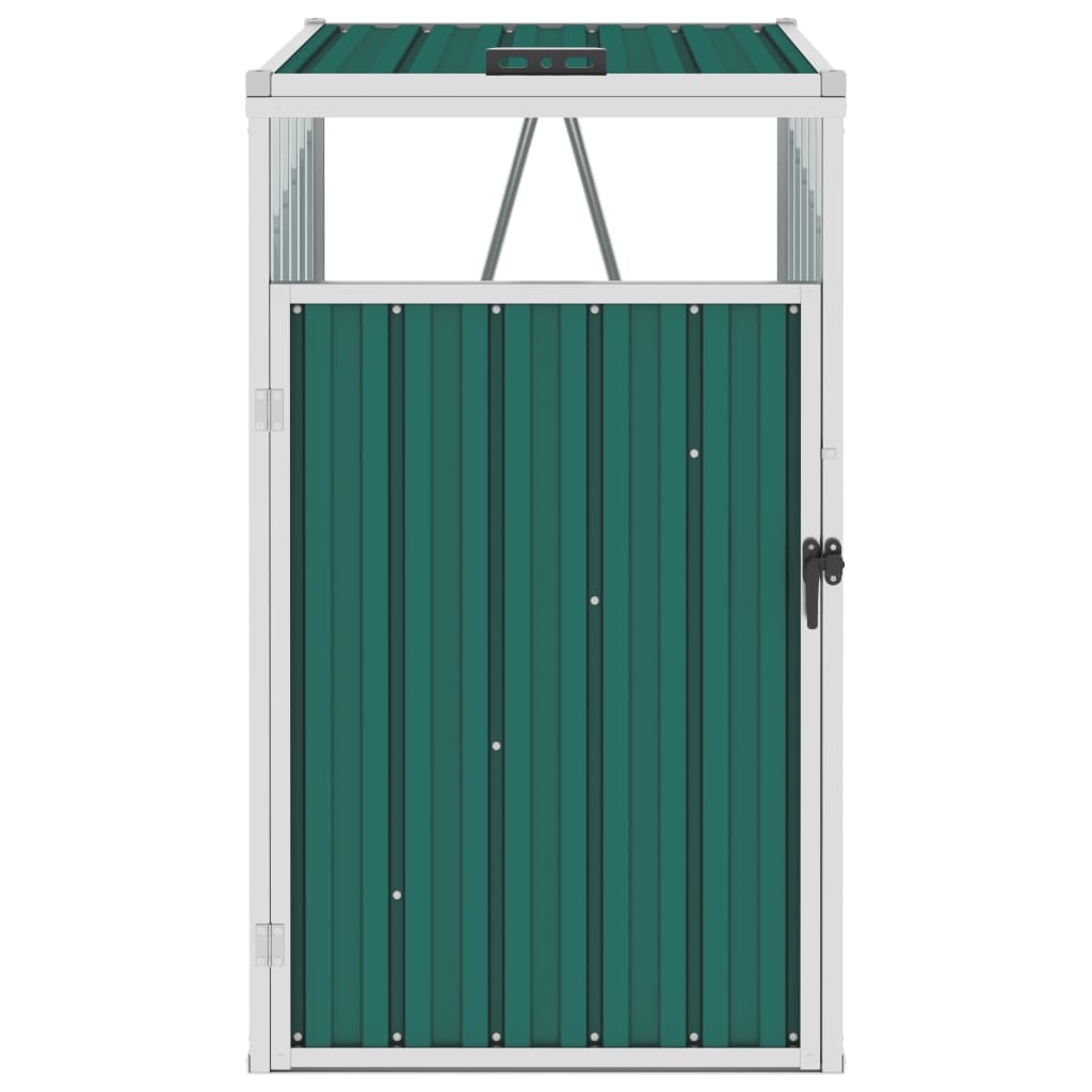 vidaXL Garbage Bin Shed Green 72x81x121 cm Steel