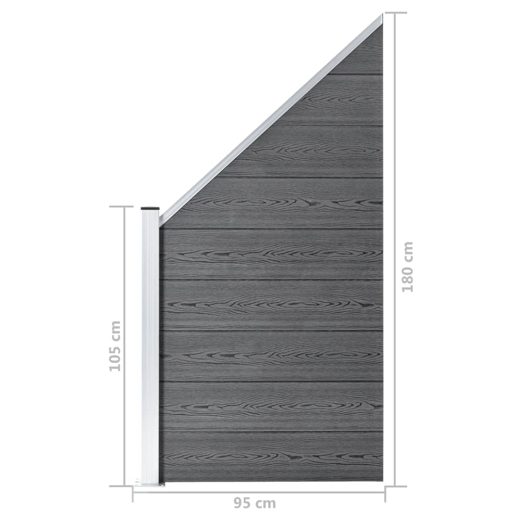 Panneau de clôture WPC 95x(105-180) cm Gris