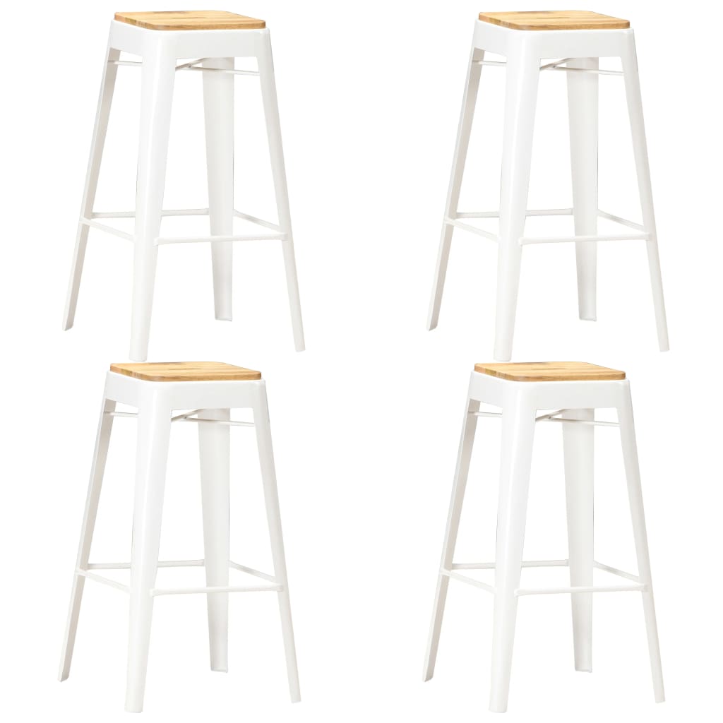 vidaXL Bar Stools 4 pcs White Solid Mango Wood