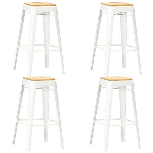 vidaXL Bar Stools 4 pcs White Solid Mango Wood