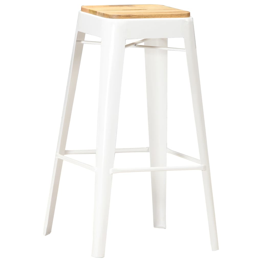 vidaXL Bar Stools 4 pcs White Solid Mango Wood