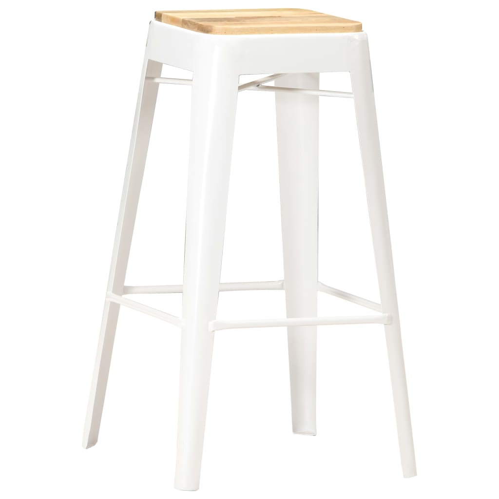 vidaXL Bar Stools 4 pcs White Solid Mango Wood