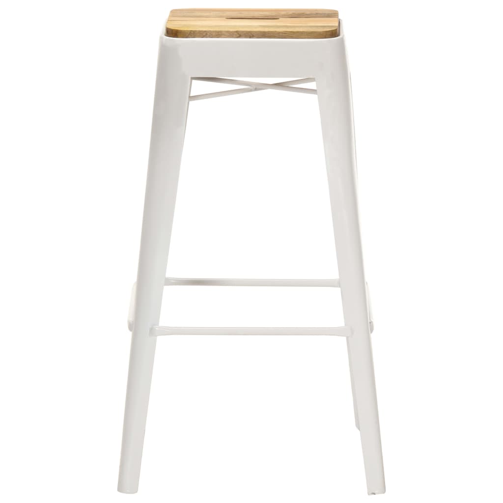 vidaXL Bar Stools 4 pcs White Solid Mango Wood