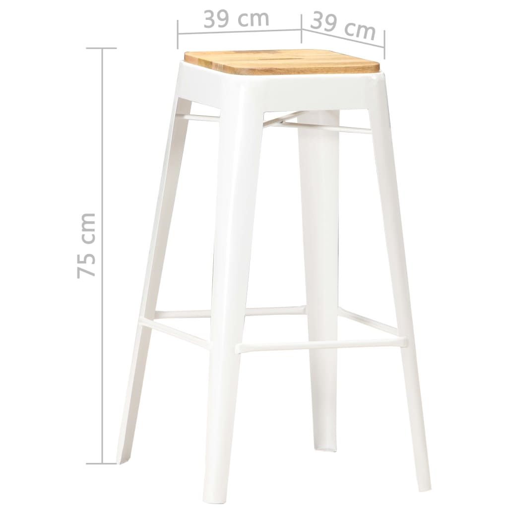 vidaXL Bar Stools 4 pcs White Solid Mango Wood