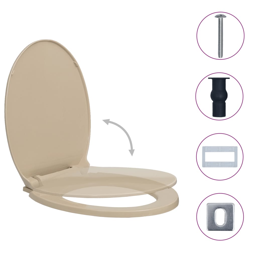 vidaXL Soft-Close Toilet Seat Quick Release Beige Oval