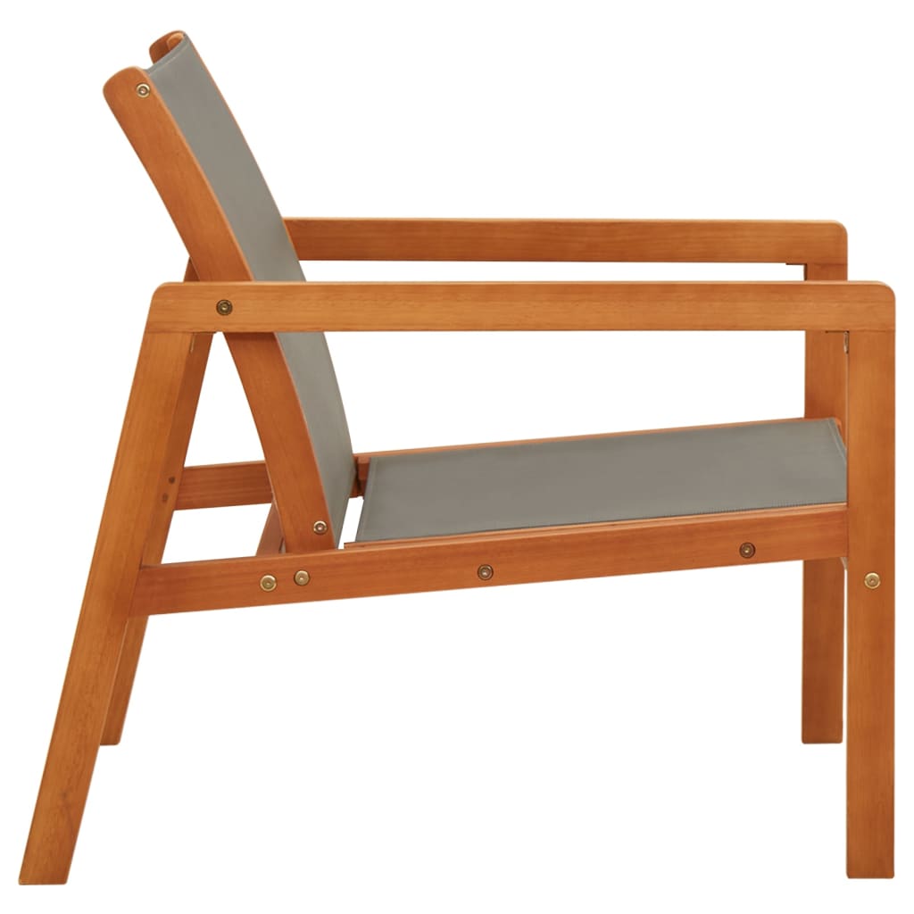 Chaise longue de jardin en bois d'eucalyptus massif gris et textilène