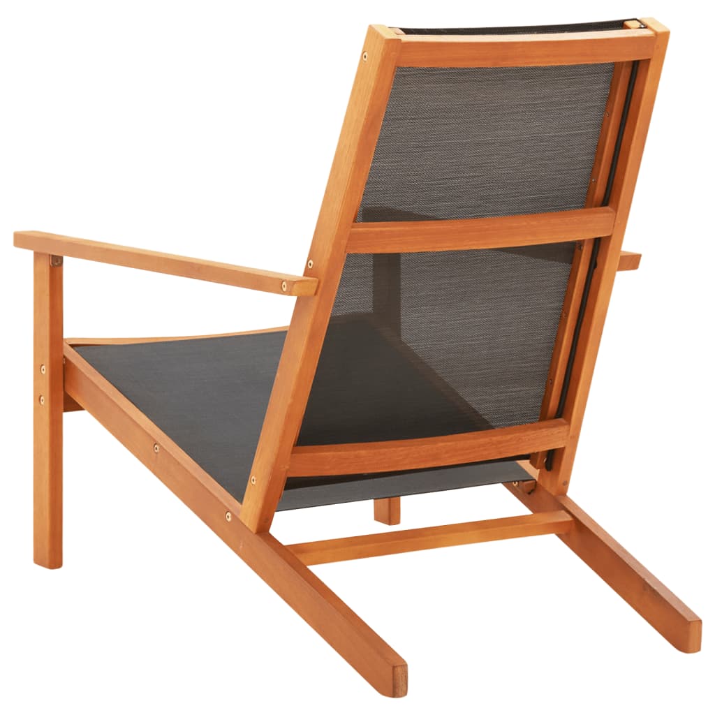 Chaise longue de jardin en bois d'eucalyptus massif noir et textilène