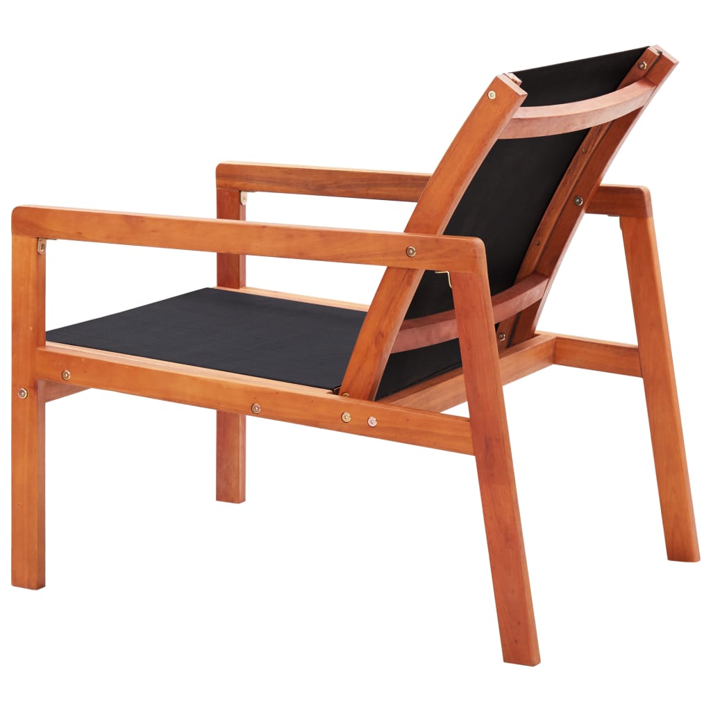 Chaise longue de jardin en bois d'eucalyptus massif noir et textilène
