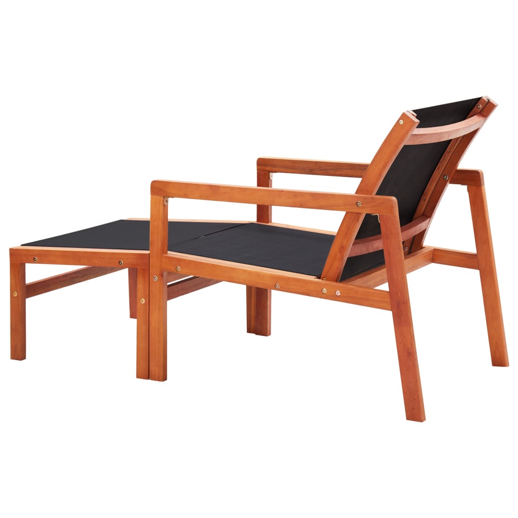 Chaise de jardin avec repose-pieds en bois d'eucalyptus massif et textilène