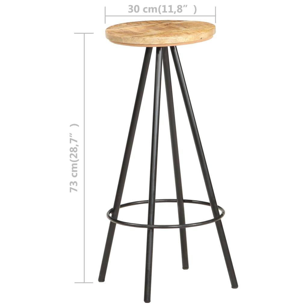 vidaXL Bar Stools 2 pcs Rough Mango Wood