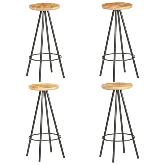 vidaXL Bar Stools 4 pcs Rough Mango Wood