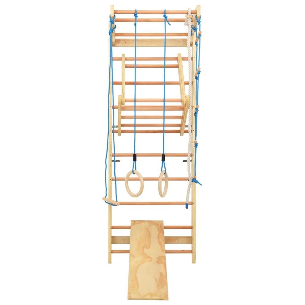 vidaXL Indoor Climbing Playset with Ladders Rings Slide Wood