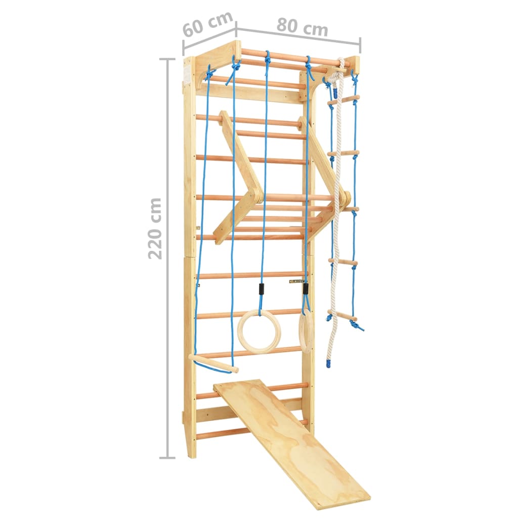 vidaXL Indoor Climbing Playset with Ladders Rings Slide Wood