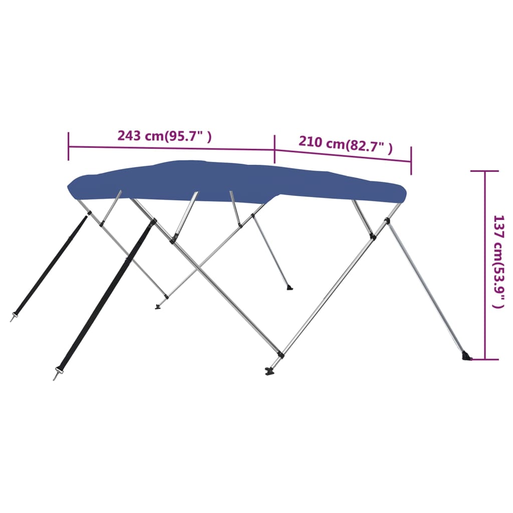 4 Bow Bimini Top Blue 243x210x137 cm - Upclimb Ltd