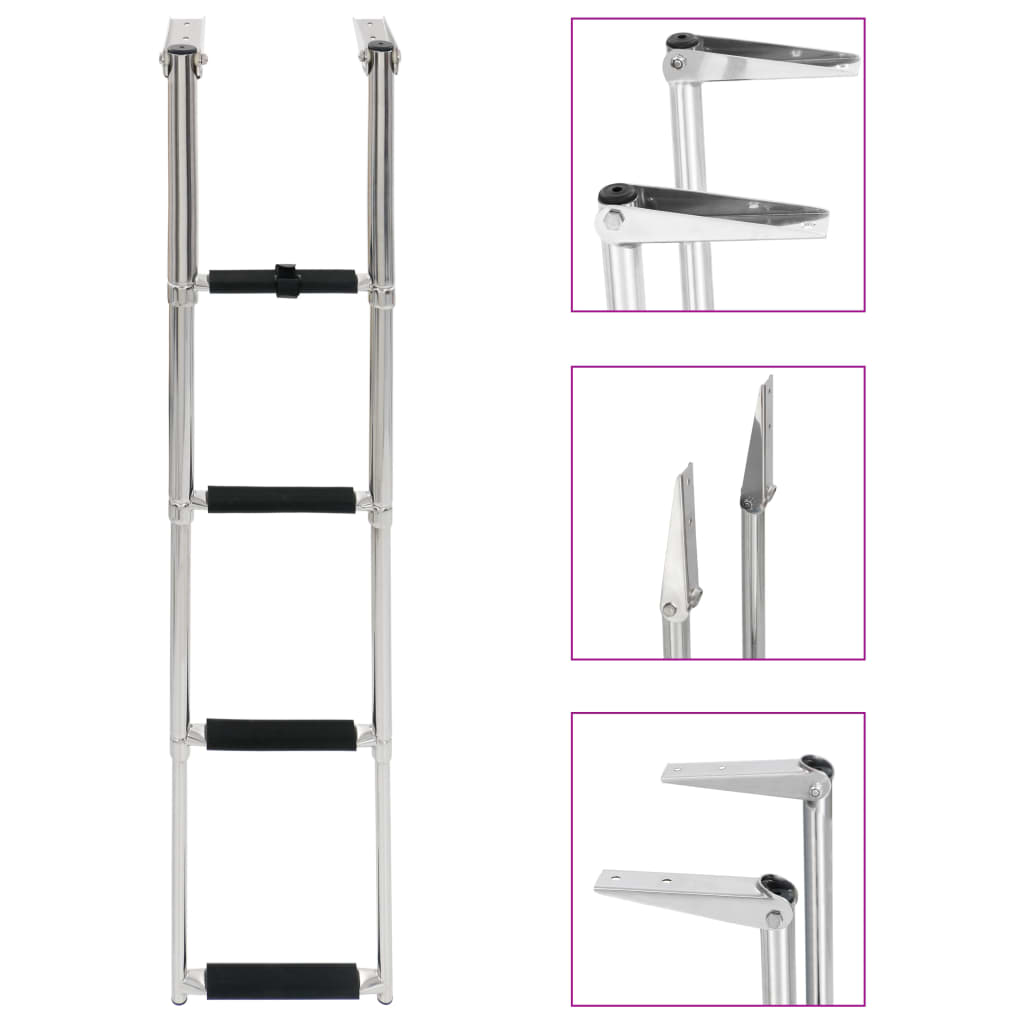 Folding Boarding Ladder 4-step Stainless Steel - Upclimb Ltd