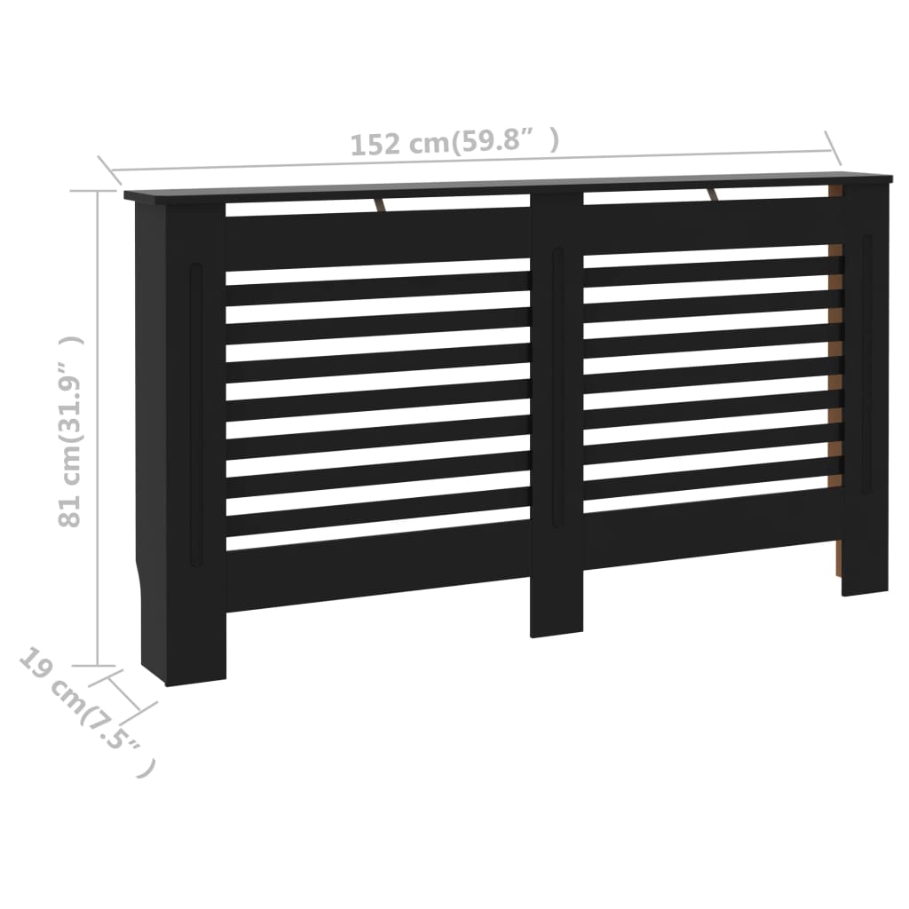 vidaXL Radiator Cover Black 152x19x81.5 cm MDF