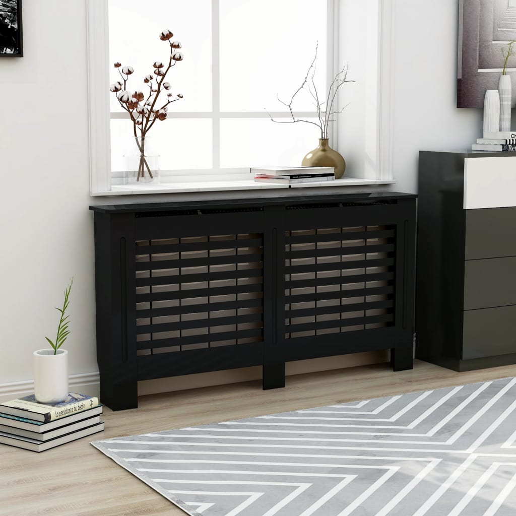 vidaXL Radiator Cover Black 152x19x81.5 cm MDF