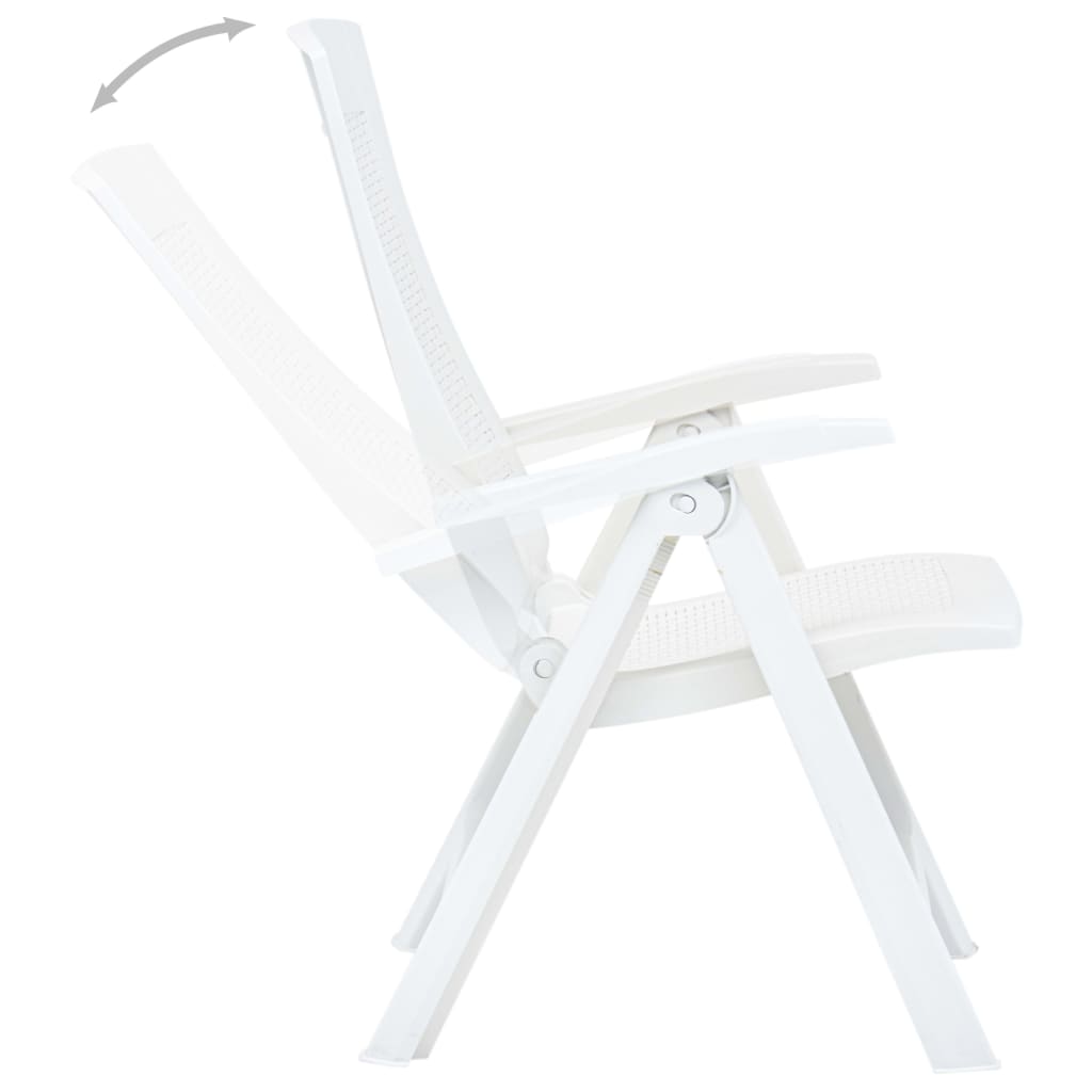 Chaises inclinables de jardin 2 pcs Plastique Blanc