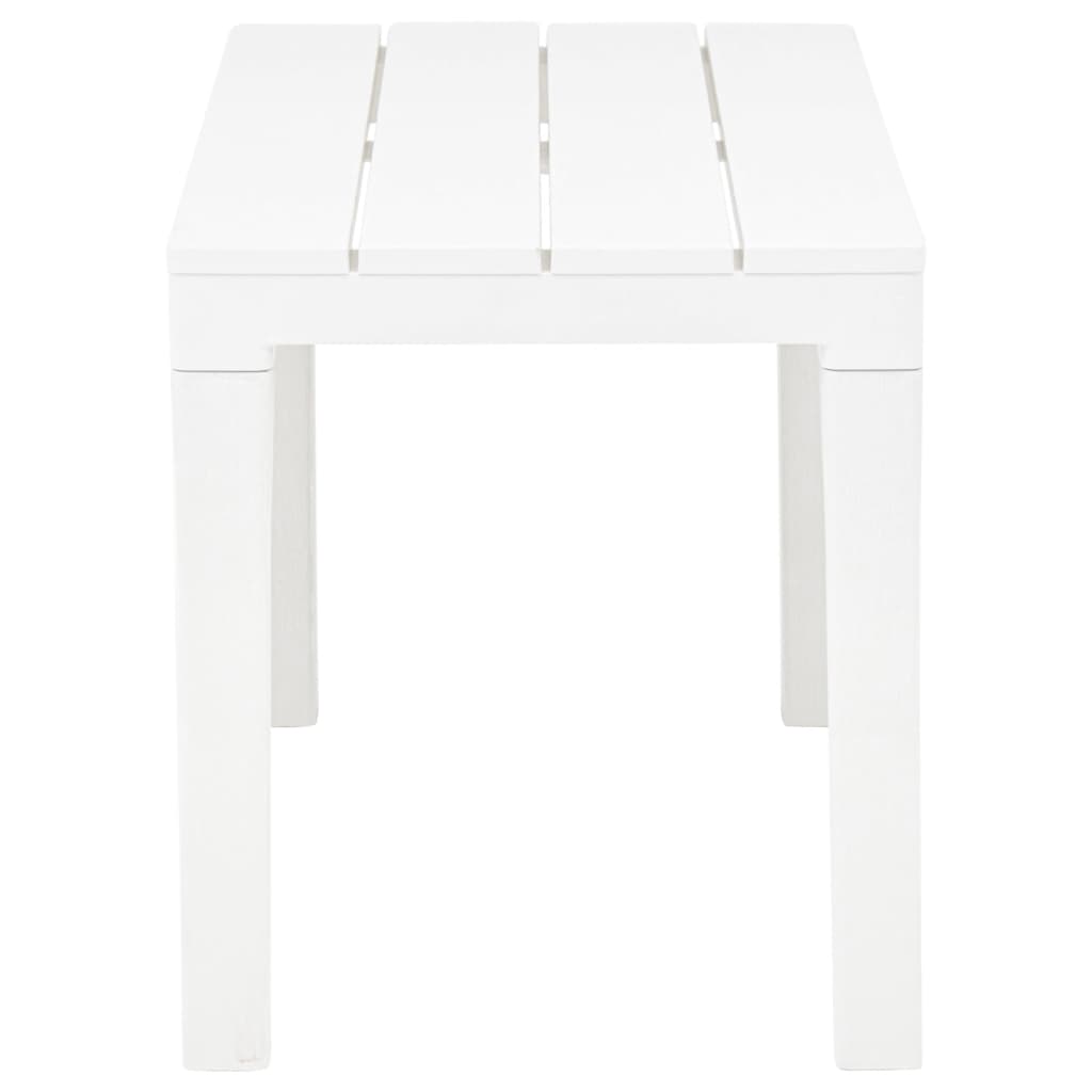 vidaXL Garden Table with 2 Benches Plastic White