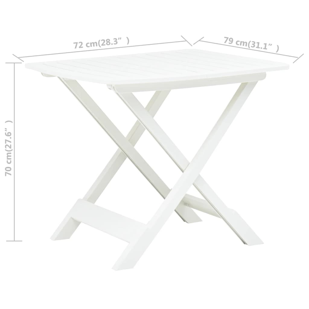 Table de jardin pliante Blanc 79x72x70 cm Plastique