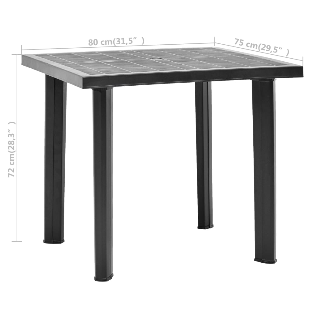 Table de jardin Anthracite 80x75x72 cm Plastique