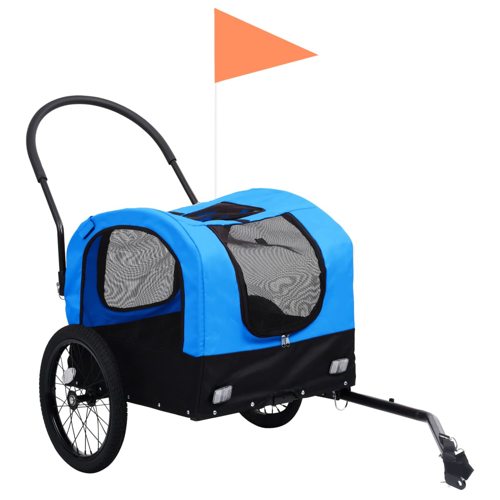 2-in-1 Pet Bike Trailer & Jogging Stroller Blue and Black - Upclimb Ltd