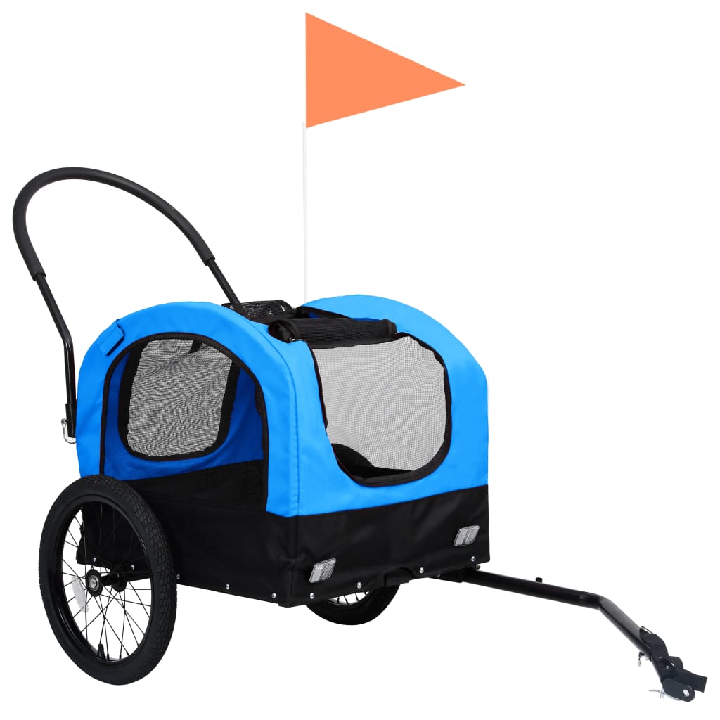 2-in-1 Pet Bike Trailer & Jogging Stroller Blue and Black - Upclimb Ltd