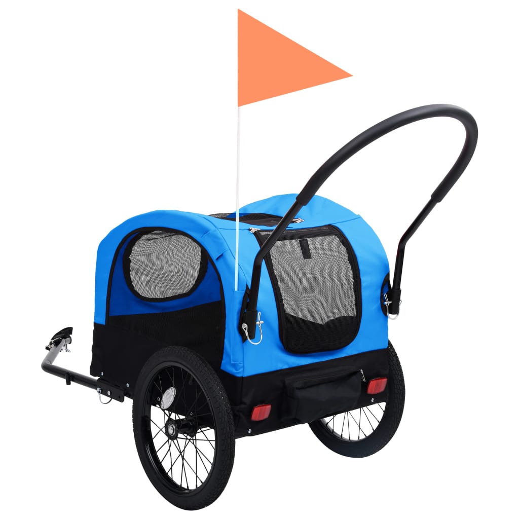 2-in-1 Pet Bike Trailer & Jogging Stroller Blue and Black - Upclimb Ltd