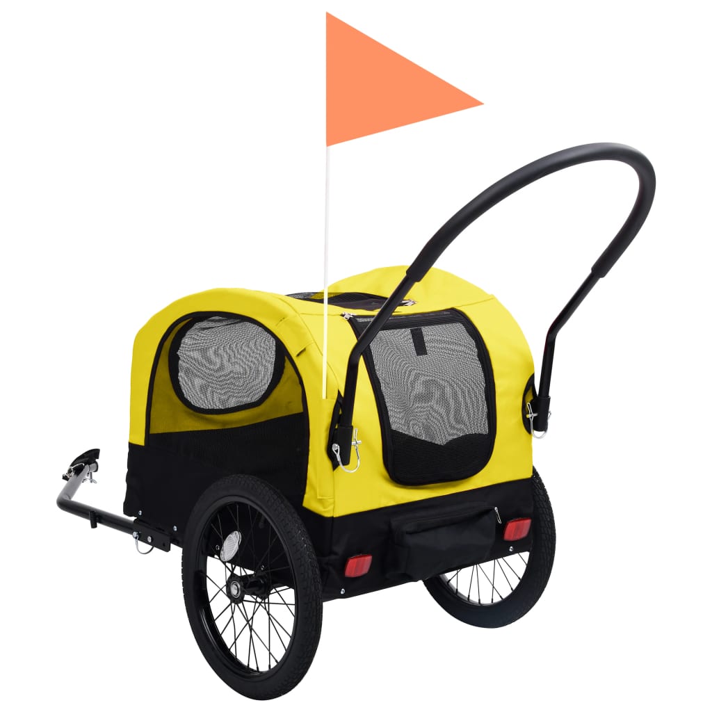 2-in-1 Pet Bike Trailer & Jogging Stroller Yellow and Black - Upclimb Ltd