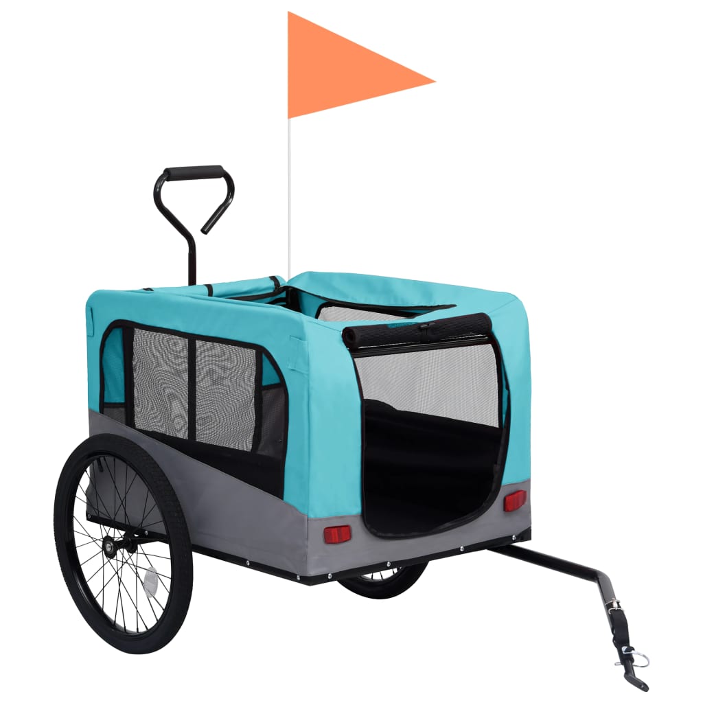 2-in-1 Pet Bike Trailer & Jogging Stroller Blue and Grey - Upclimb Ltd